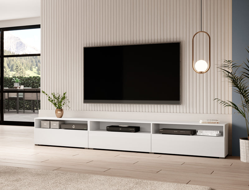 Tv-meubel – Ebony – Wit (hoogglans) – 270cm