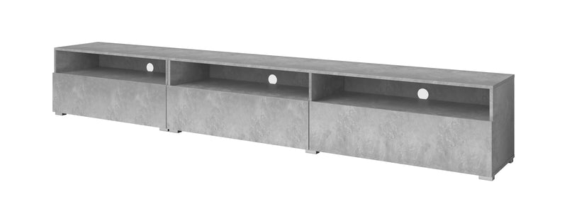 Tv-meubel – Ebony – Lichtgrijs (Betonlook) – 270cm