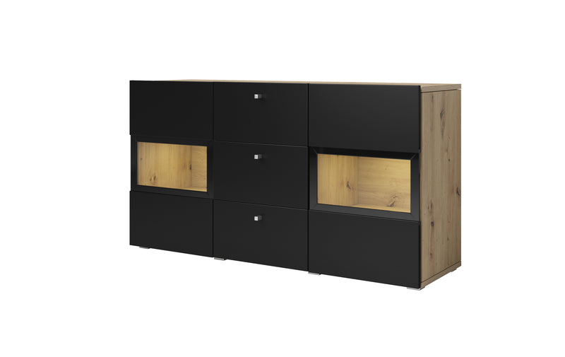 Dressoir – Ebony – Zwart (eiken) – 132cm