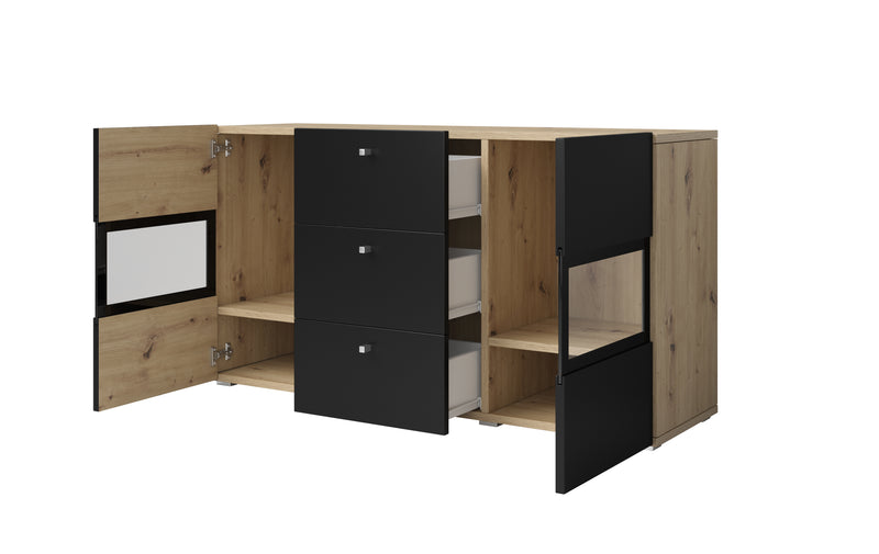 Dressoir – Ebony – Zwart (eiken) – 132cm