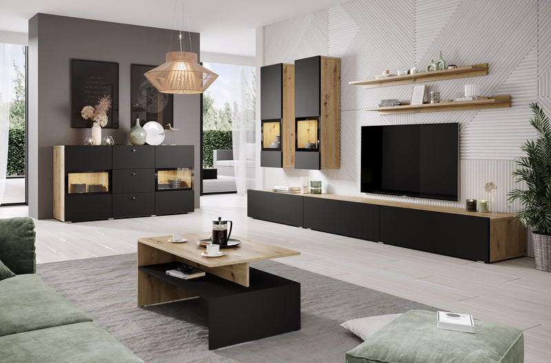 Dressoir – Ebony – Zwart (eiken) – 132cm