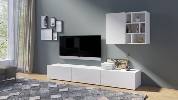 Tv-meubel met wandkast - Banyan - Hoogglans wit