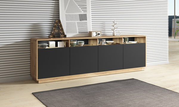 Dressoir - Peepal - Type 2 - Matzwart/Eiken