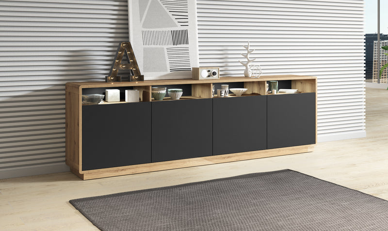 Dressoir - Peepal - Type 2 - Matzwart/Eiken