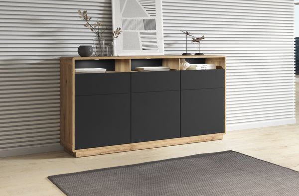 Dressoir - Peepal - Type 1 - Matzwart/Eiken