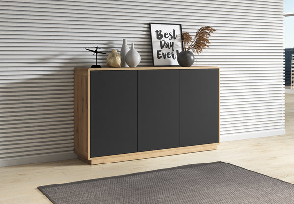 Dressoir - Peepal -Type 3 - Matzwart/Eiken