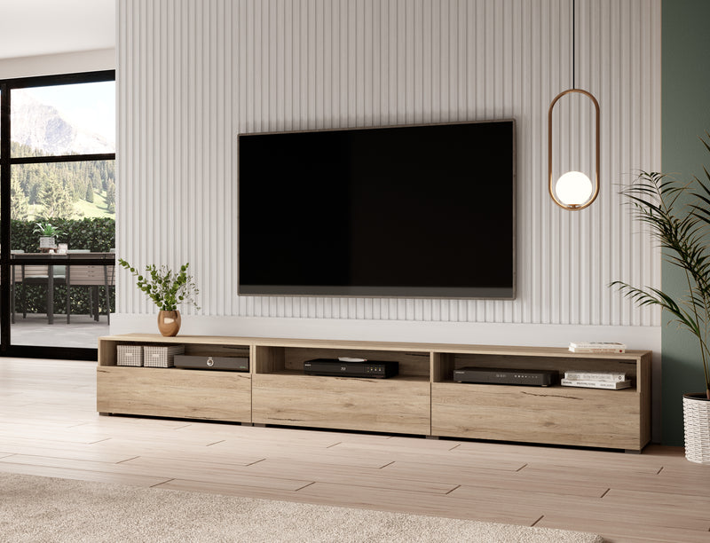Tv-meubel – Ebony – Eiken – 270cm
