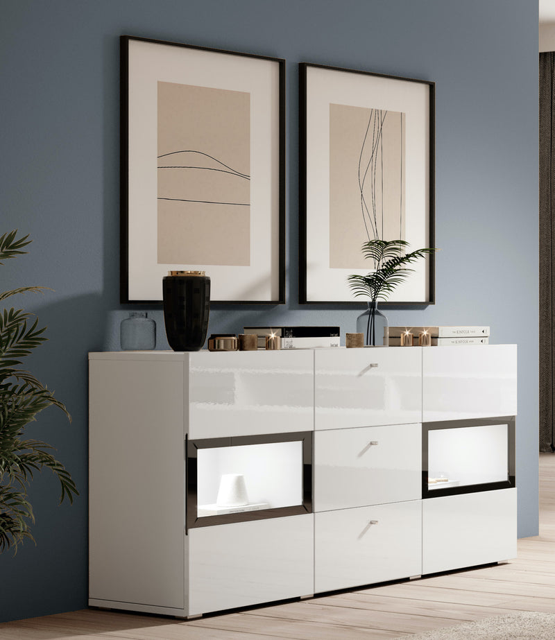 Dressoir – Ebony –Wit (hoogglans) – 132cm