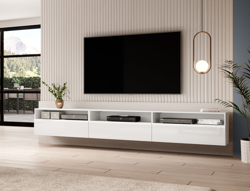 Tv-meubel – Ebony – Wit (hoogglans) – 270cm