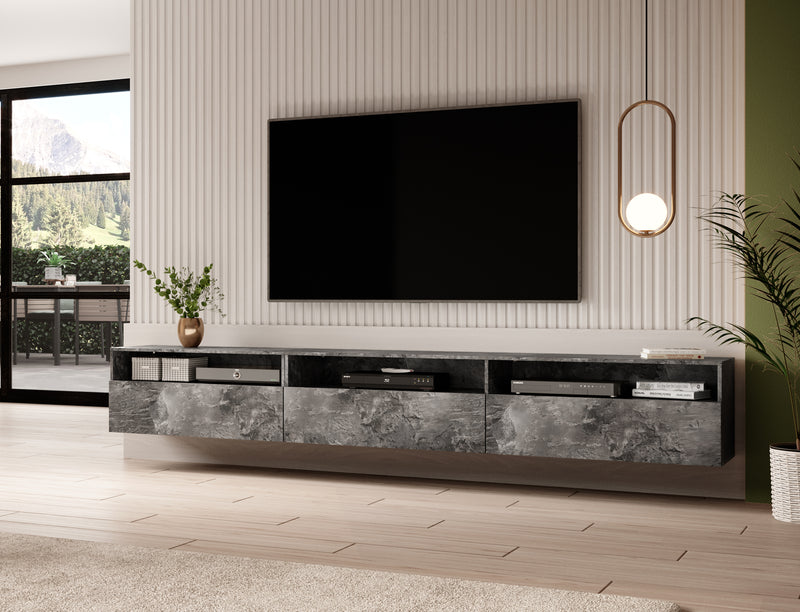 Tv-meubel – Ebony – Donker grijs (Betonlook) – 270cm
