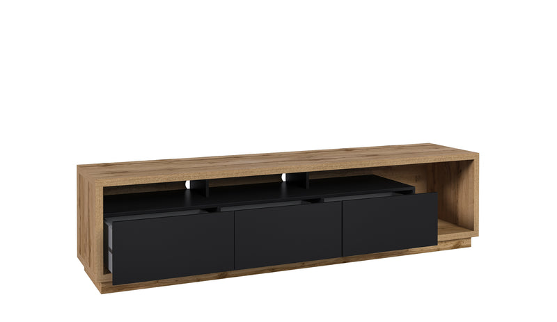 Tv-meubel -  Dion – Eiken (naturel)/Matzwart – 200cm