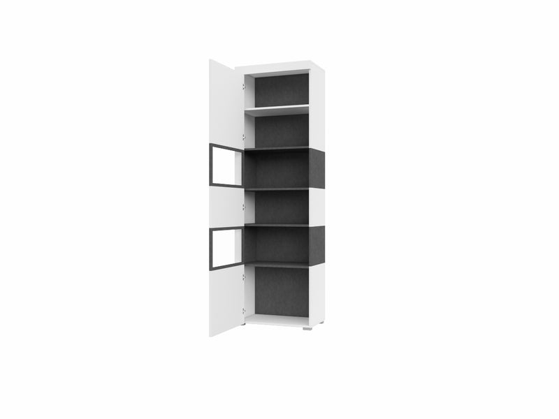 Vitrinekast - Sandal - Hoogglans wit - 197cm