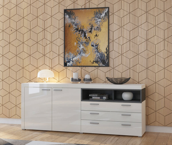 Dressoir - Sandal - Type 1 - Hoogglans wit - 220cm
