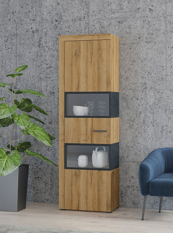 Vitrinekast - Sandal - Licht eiken - Design - 197cm