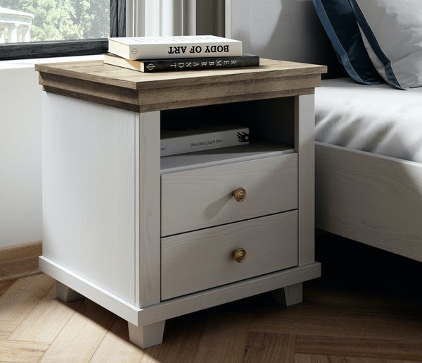 Nachtkast - Bardi - Wit - 54cm hoog