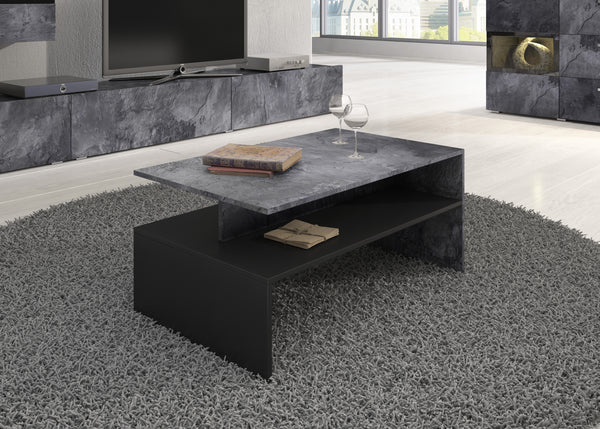 Salontafel – Ebony – Donker grijs (betonlook) – 100cm