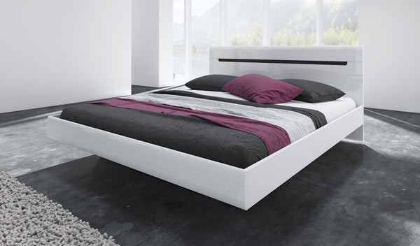 Tweepersoonsbed (160-200cm) - Holly - Hoogglans wit - Zwevend