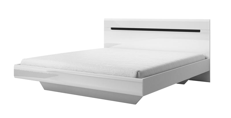 Tweepersoonsbed (160-200cm) - Holly - Hoogglans wit - Zwevend