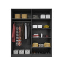 Kledingkast - Holly - Type 2 - Antraciet/Eiken - Spiegels - 181cm breed