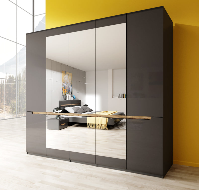 Slaapkamer set (160-200) - Holly - Antraciet/Eiken (hoogglans) - Compleet