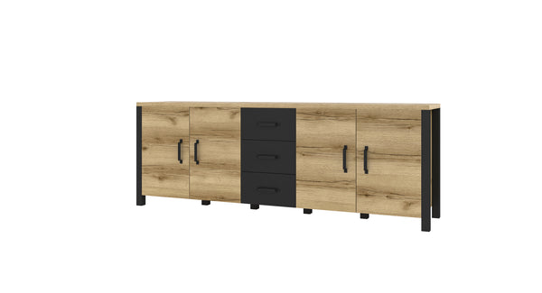 Dressoir - Babul - Type 3 - Licht eiken/Matzwart - 220cm