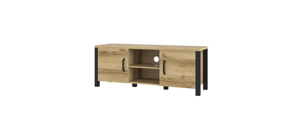 Tv-meubel - Babul - Licht eiken/Matzwart - 147cm