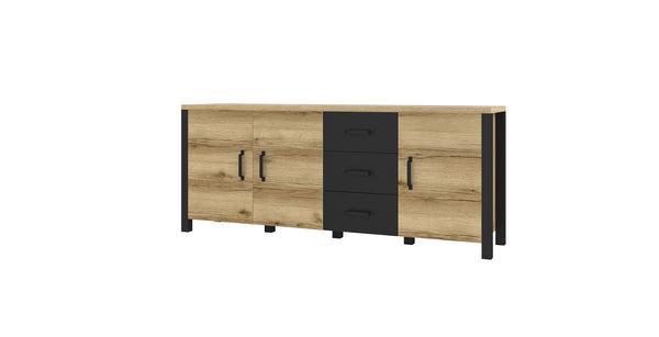 Dressoir - Babul - Type 2 - Licht eiken/Matzwart - 192