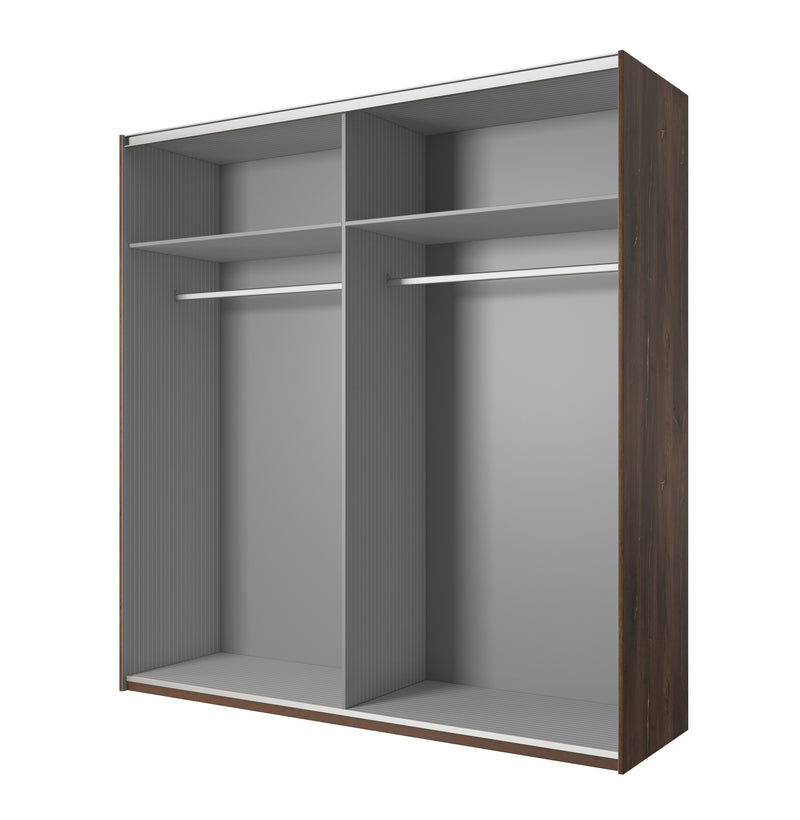 Kledingkast - Gardenia - Donker eiken/Matzwart - Spiegel - 200cm