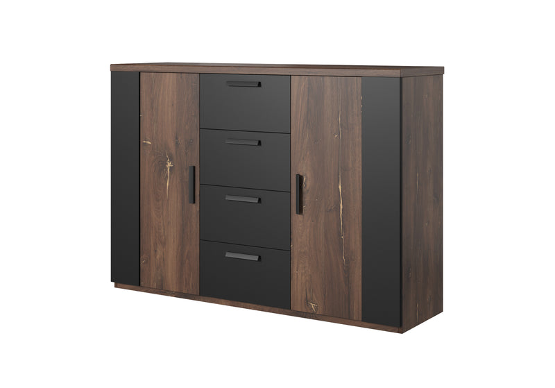 Commode - Gardenia - Donker eiken/Matzwart - 132cm