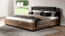 Tweepersoonsbed (180-200cm)- Gardeni - Donker eiken/Zwart - Hoofdbord