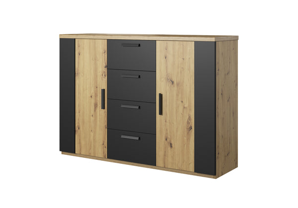 Commode - Gardenia - Licht eiken/Matzwart - 132cm