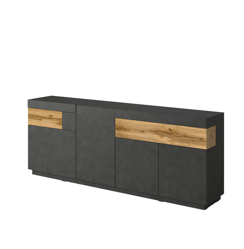 Dressoir - Flax - Type 1 - Matzwart/Licht eiken - 219cm
