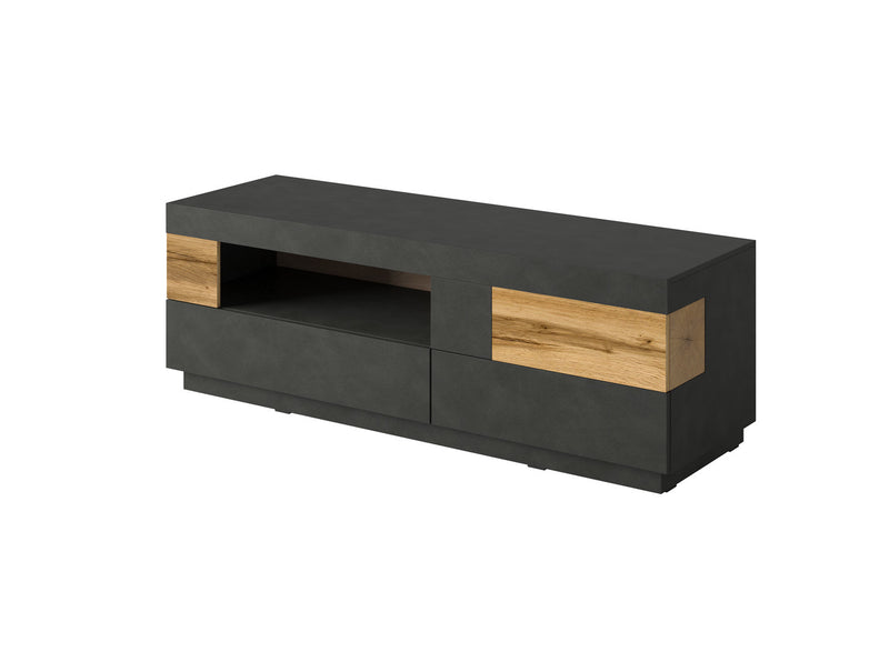 Tv-meubel - Flax - Type 2 - Matzwart/Licht eiken - 160cm