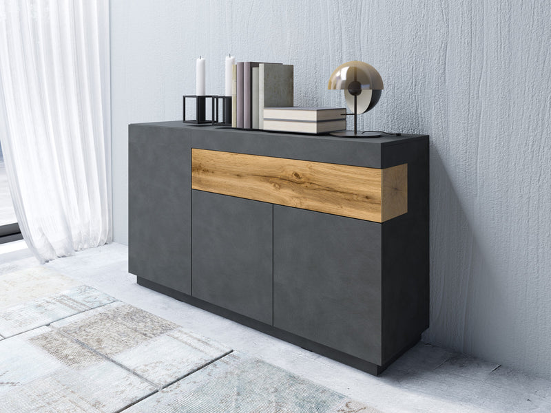 Dressoir - Flax - Type 2 - Matzwart/Licht eiken - 150cm
