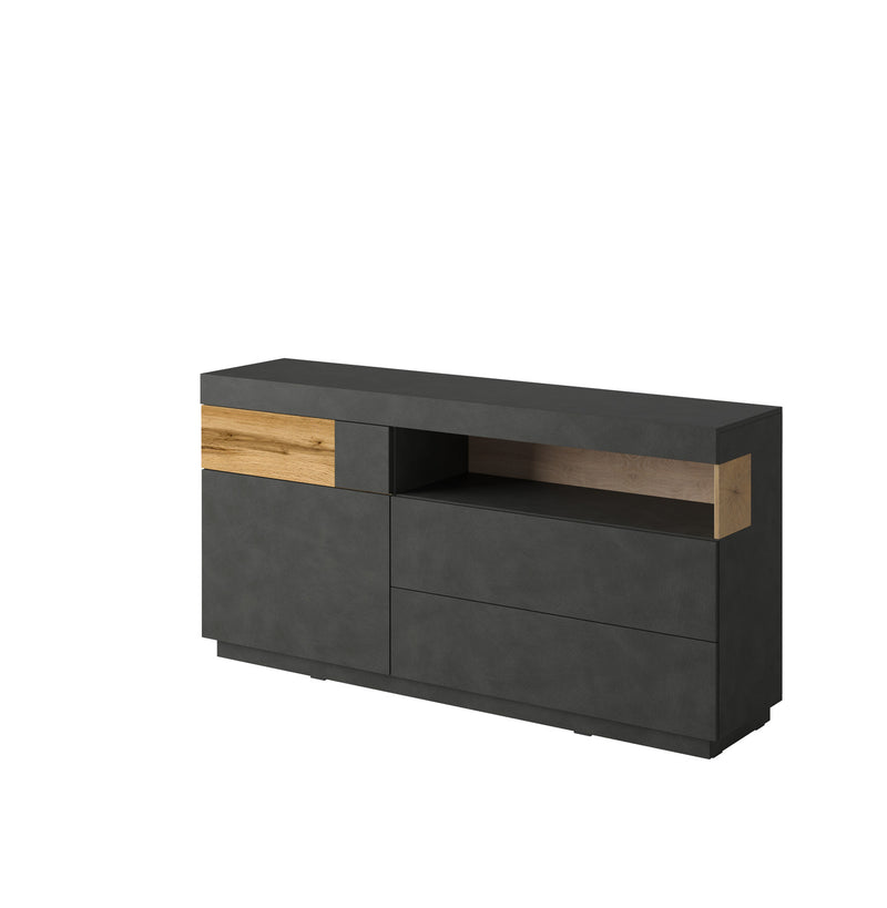Dressoir - Flax - Type 3 - Matzwart/Licht eiken - 130cm