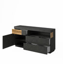 Dressoir - Flax - Type 3 - Matzwart/Licht eiken - 130cm