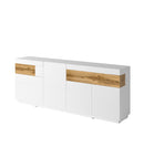 Dressoir - Flax - Type 1 - Hoogglans wit/Licht eiken - 219cm