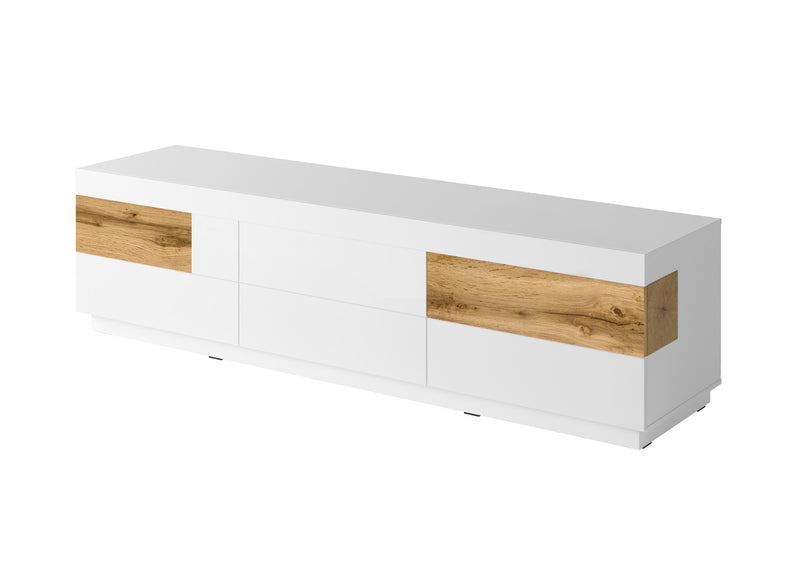 Tv-meubel - Flax - Type 1 - Hoogglans wit/Licht eiken - 206cm