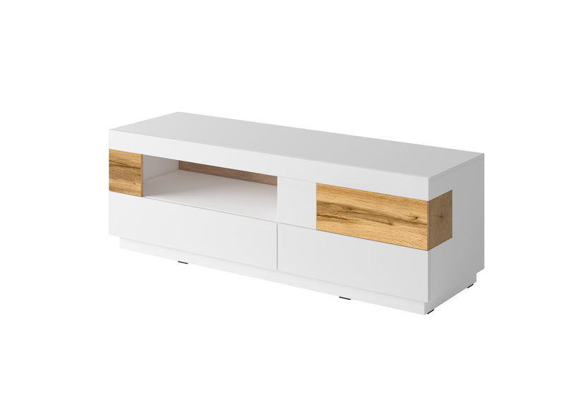 Tv-meubel - Flax - Type 2 - Hoogglans wit/Licht eiken - 160cm
