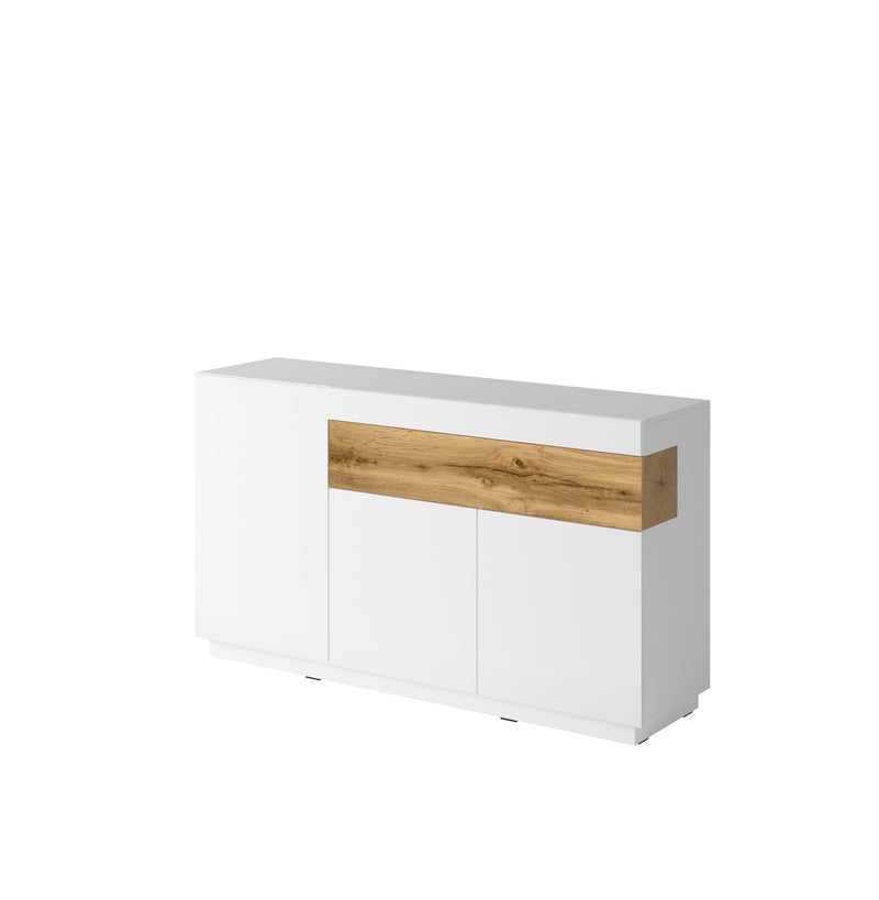 Dressoir - Flax - Type 2 - Hoogglans wit/Licht eiken - 150cm