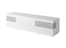 Tv-meubel - Flax - Type 1 - Hoogglans wit/Lichtgrijs (betonlook) - 206cm