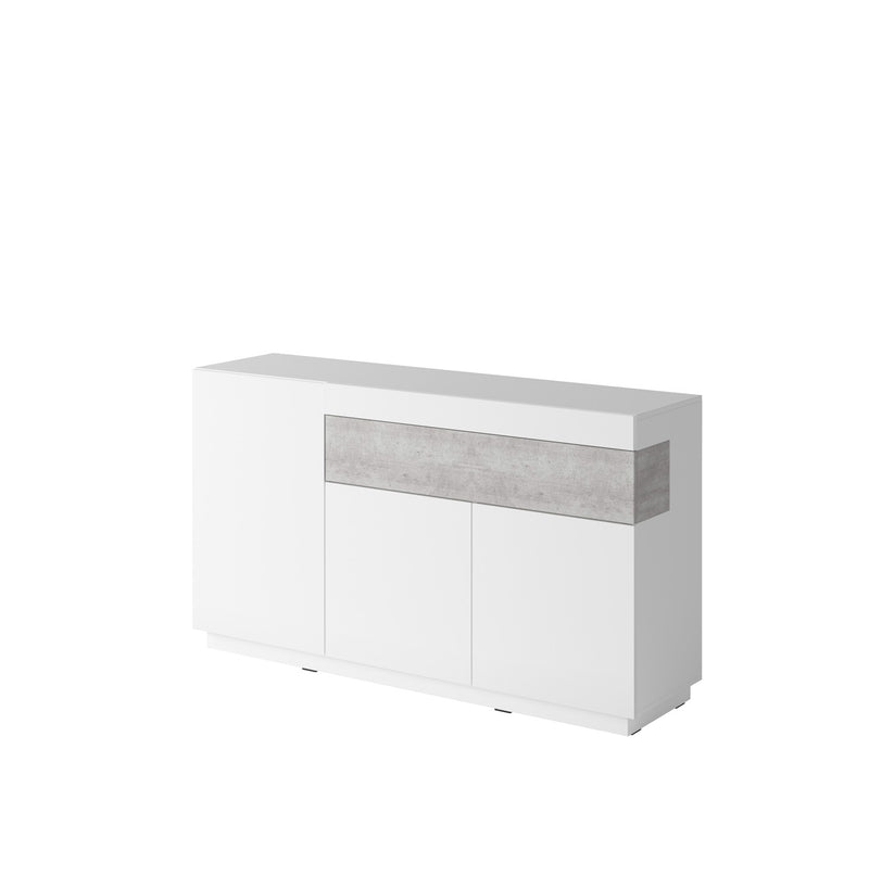 Dressoir - Flax - Type 2 - Hoogglans wit/lichtgrijs (Betonlook) - 150cm