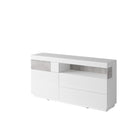 Dressoir - Flax - Type 3 - Hoogglans wit/Licht grijs (betonlook) - 130cm